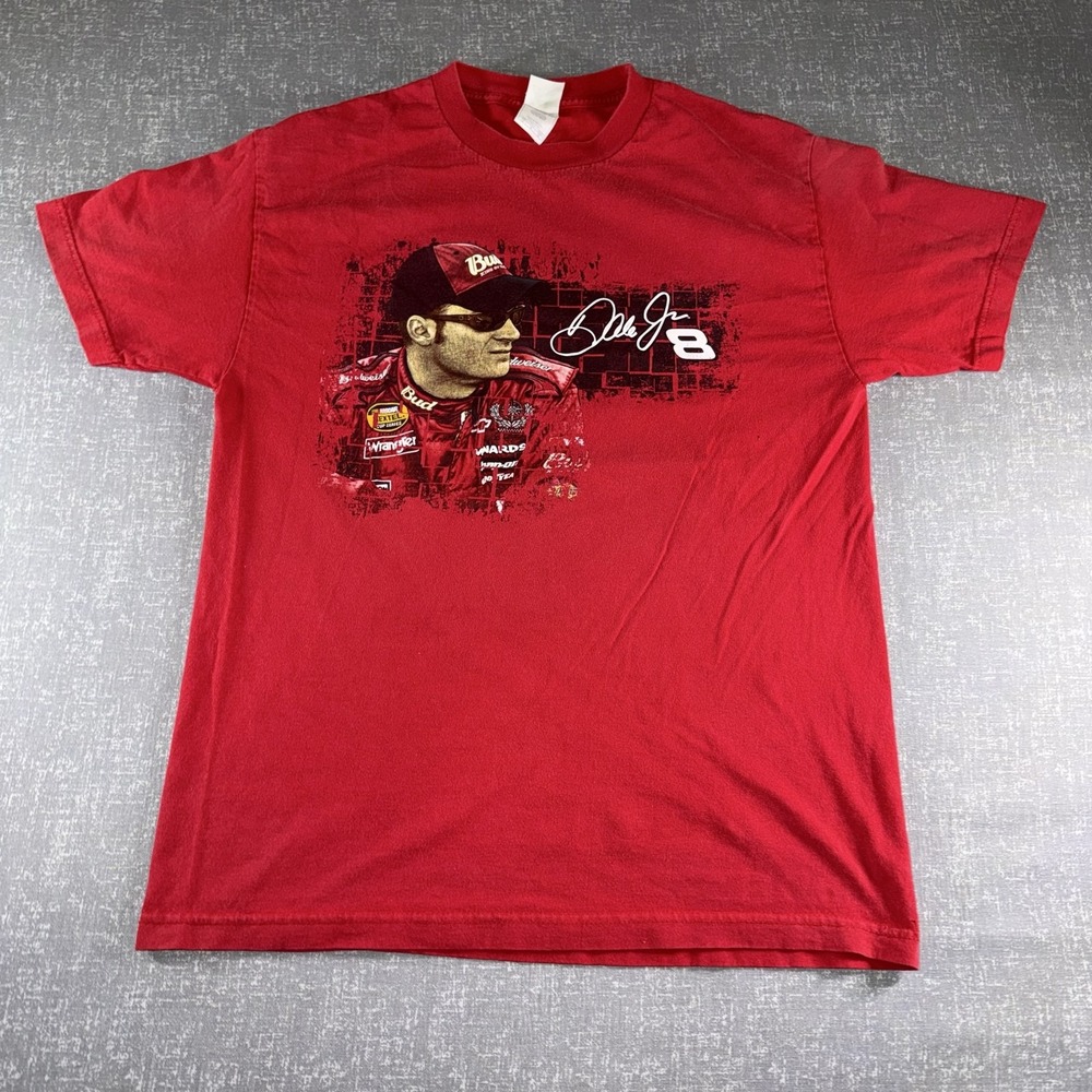 Dale Earnhardt Jr Shirt Mens Large Red NASCAR Nextel Cup 2007 Schedule Racing